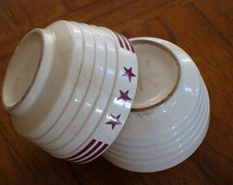 Primitive Stoneware Bowls, Marked on Bottom Made In USA