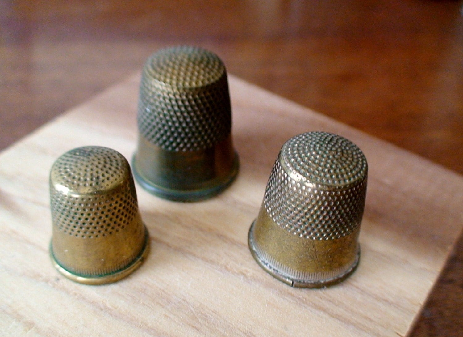 Three Antique Brass Thimbles From Mother's Collection