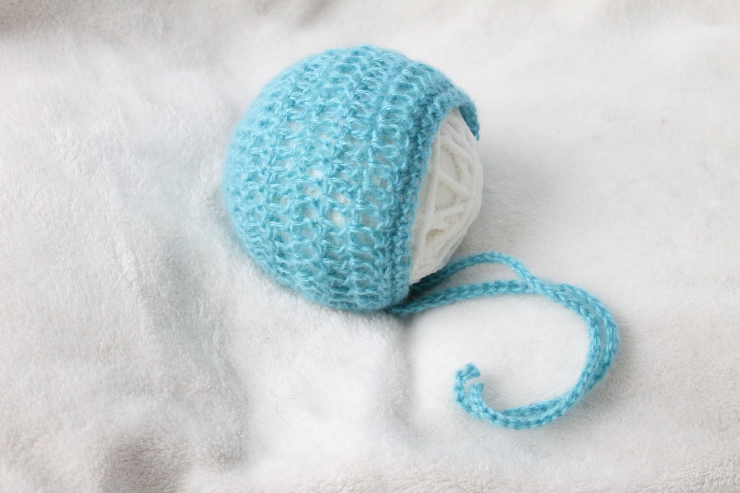 Aqua Baby Bonnet Mohair Newborn Bonnet Blue Bonnet Photography Prop Newborn Photography