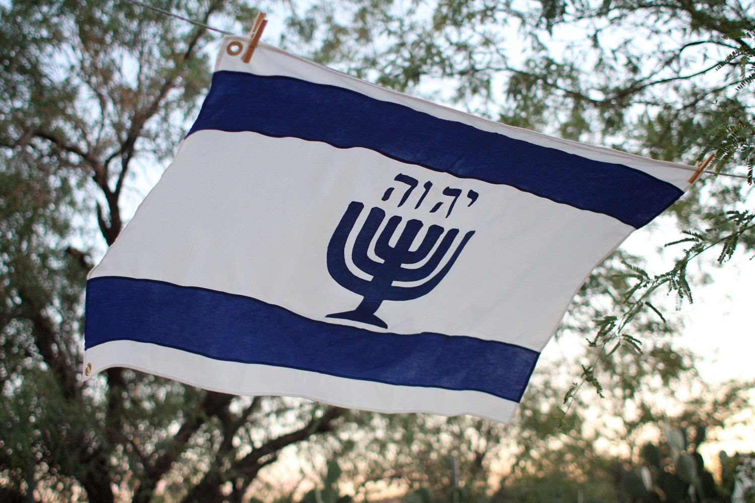 Medium Menorah Israel Flag Restored Sacred Name YHWH Israel