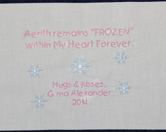 Quilt Label: Custom Extra large embroidered label, custom wording and small design