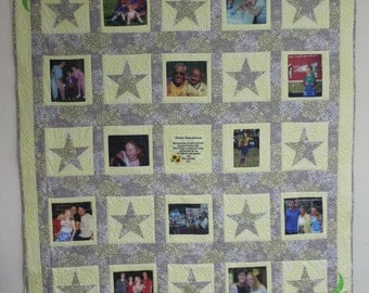 Graduation Memory Quilt With 12 Pictures, with Custom Embroidery and Appliques