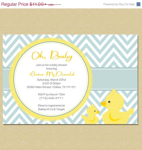 ON SALE Blue Rubber Duck Baby Shower Invitation Il_570xn