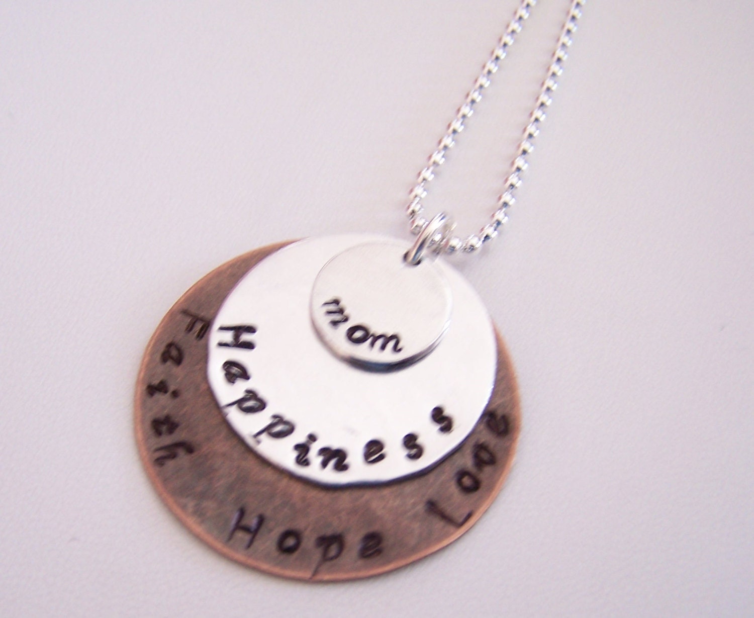Handstamped personalized pendant Mothers Day necklace keepsake