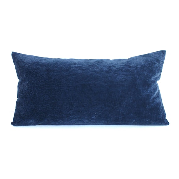 Lumbar Pillow Blue Pillow Oblong Faux Suede by couchdwellers