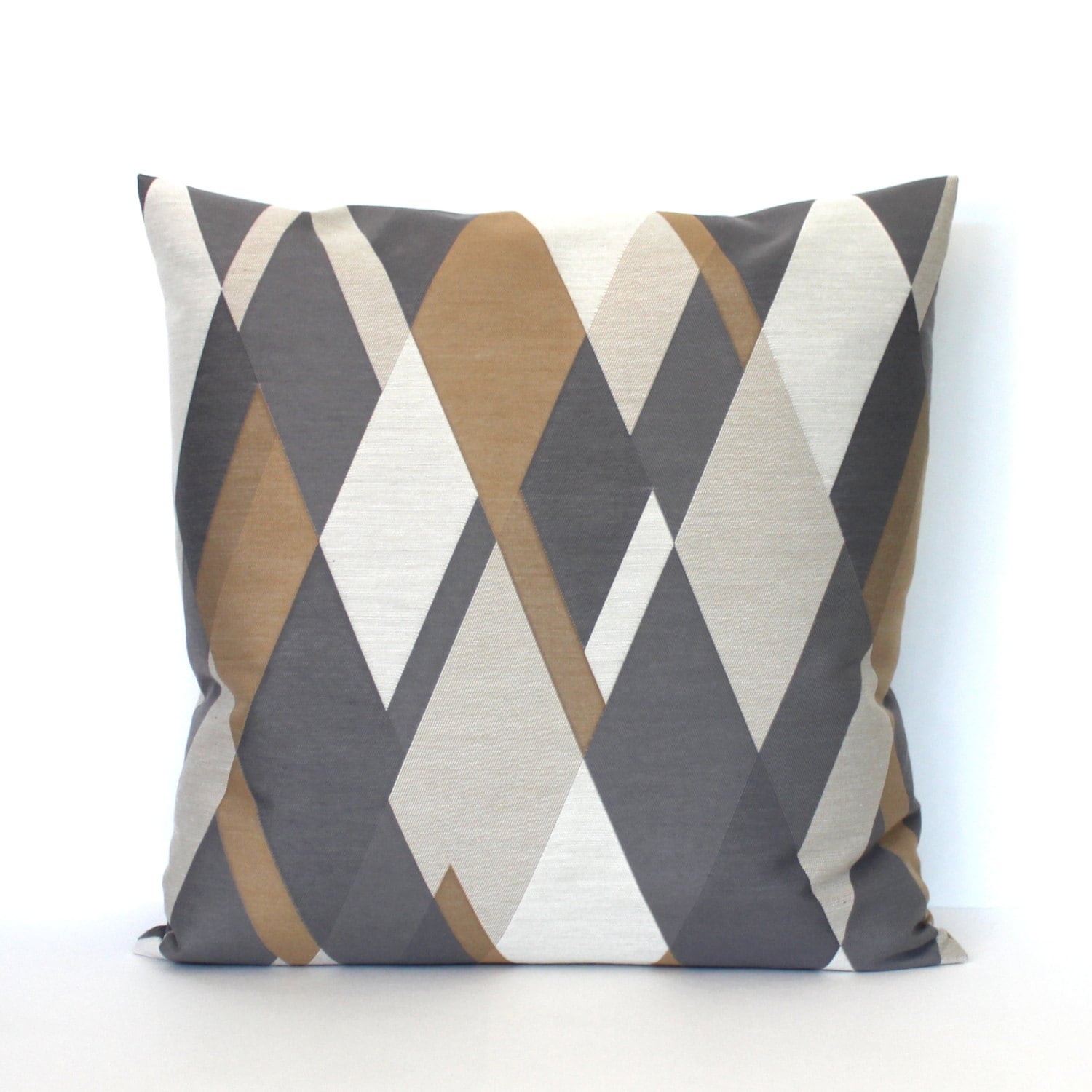 Decorative 18x18 Grey Brown Pillows Geometric Diamond Accent