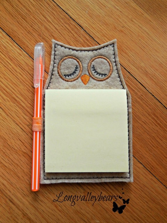 SALE Refrigerator Owl Sticky notepad by longvalleybears