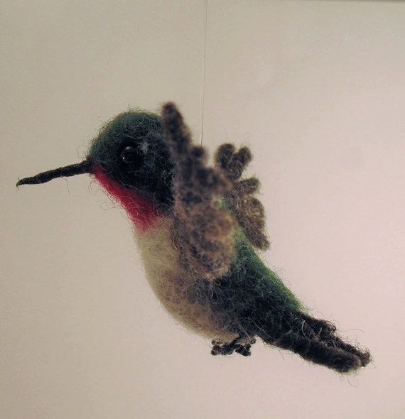 Items similar to Needle Felted Hummingbird, Ruby Throated Hummingbird