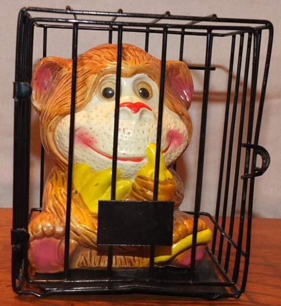Monkey In Cage Coin Bank by MoonbearConnections on Etsy