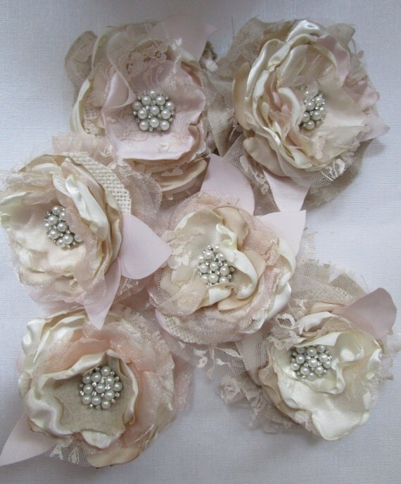 Rustic Burlap Flowers Ivory Champagne Blush Set Of 2 Bridal Rustic Burlap Flowers Ivory Champagne Blush Set Of 2 Bridal