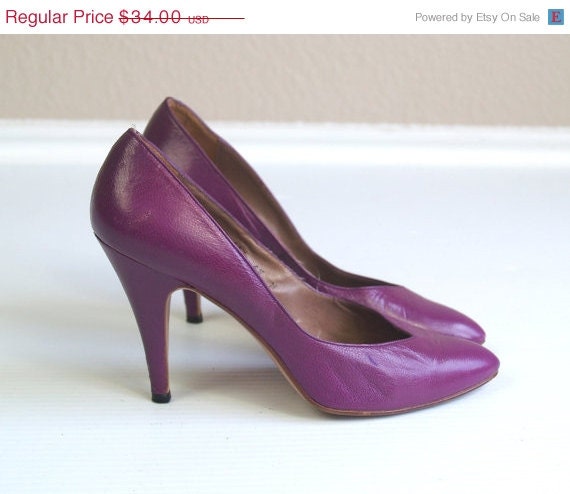 20% off vtg 80s Bright Crayola PURPLE leather by TigerlilyFrocks