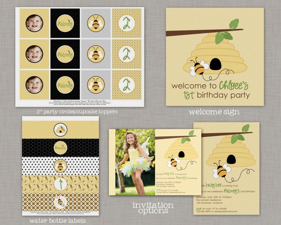 Bumble Bee Birthday Party, Bumble Bee Birthday Decorations, Bee Birthday Decorationsm, Bee Birthday, Bee Party, Busy Bee, Printable Party Il_570xn