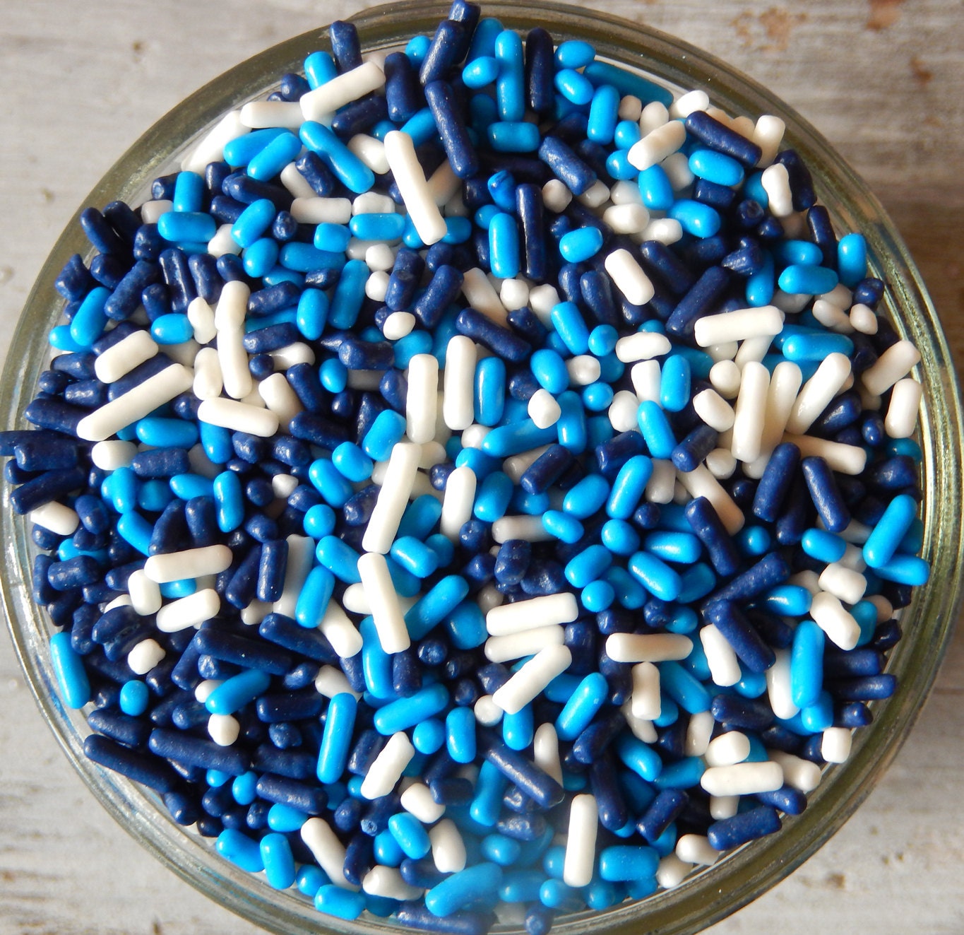 Sprinkles 6 oz Blue Jimmies Mix navy white blue For