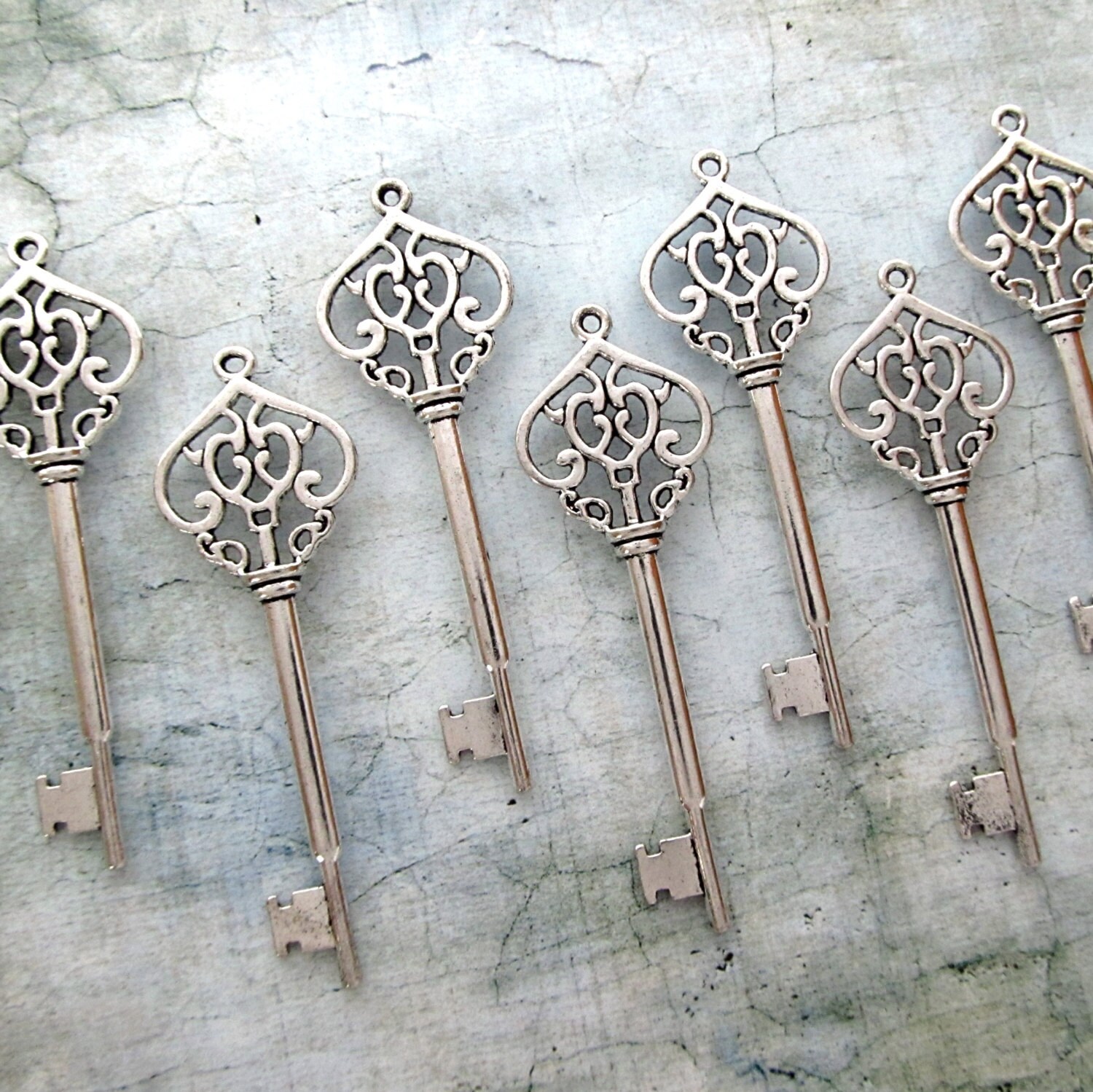 Ivernois Antique Silver Skeleton Key Set of 10