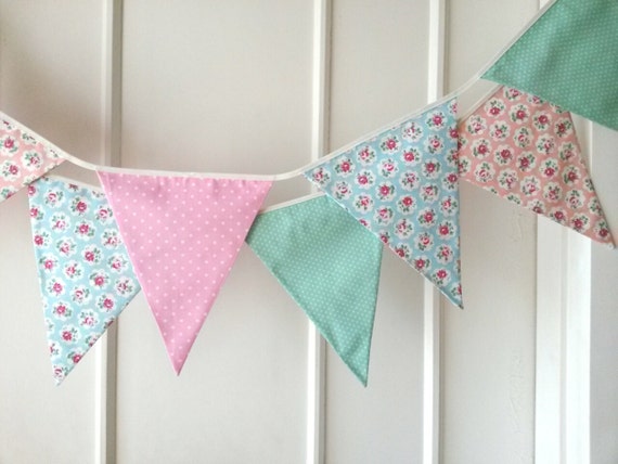 Shabby Chic Fabric Banners Bunting Garland Wedding by BerryAlaMode