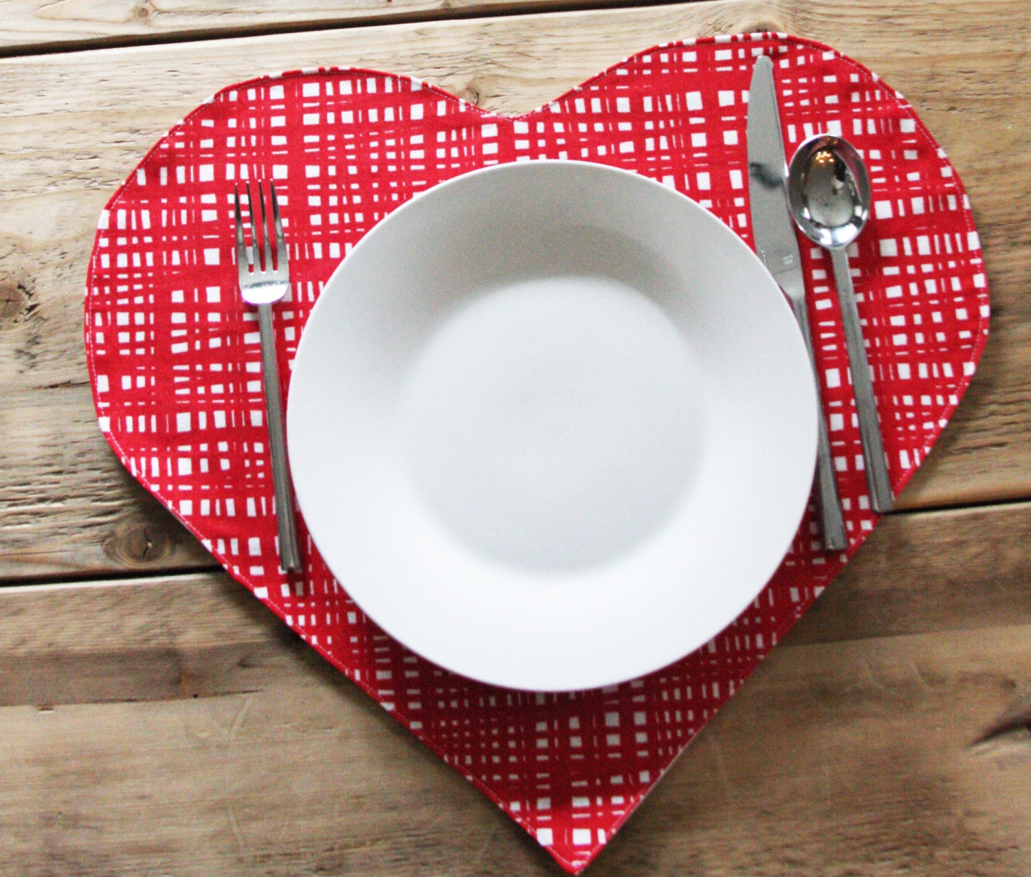 Red and White Heart Placemats Set of 2 or 4