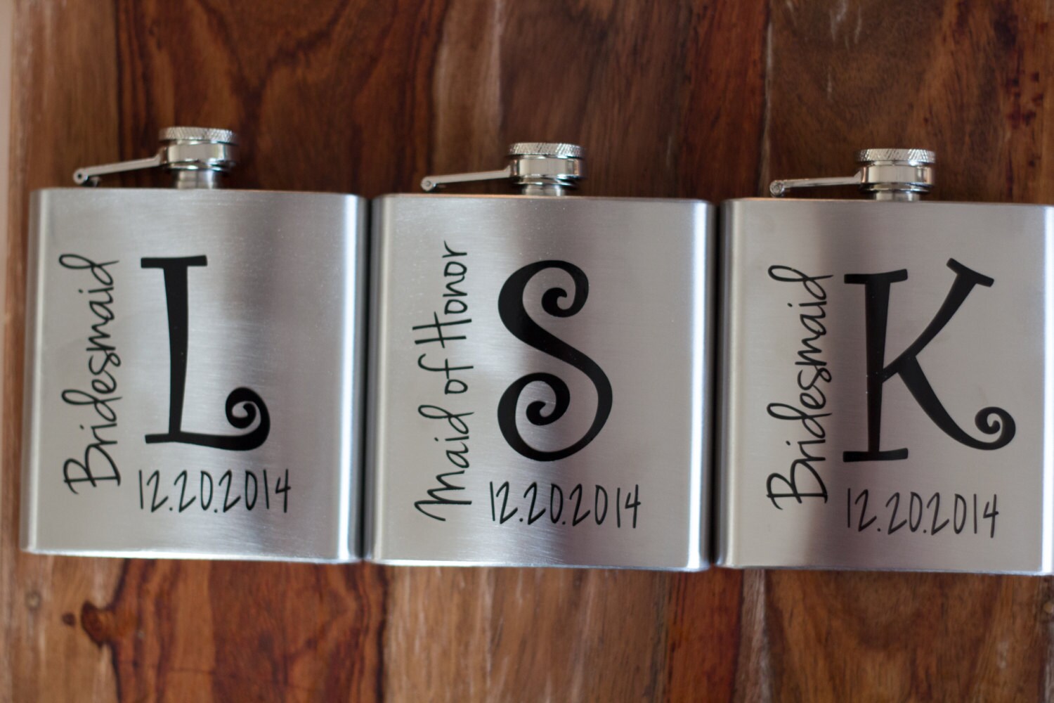 1 Bridesmaid flask 6 ounce stainless steel personalized