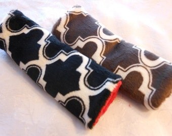 Double Minky Quatrefoil Infant/Toddler Reversible Car Seat Strap Covers