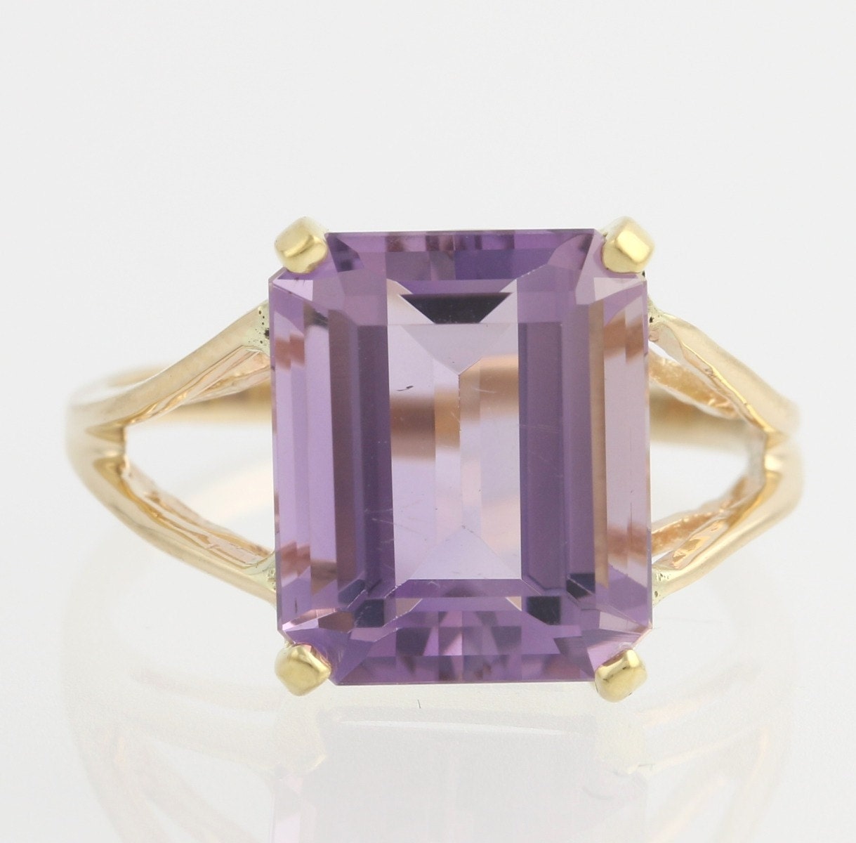 Amethyst Solitaire Cocktail Ring -14k Yellow Gold February 7 1/4 ...