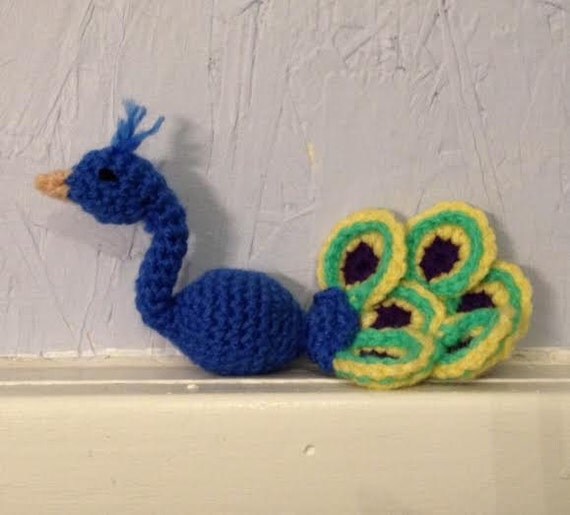 Little Peacock Amigurumi hand crocheted