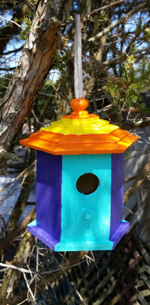 Large Wooden Painted Decorative Birdhouse Large Decorative