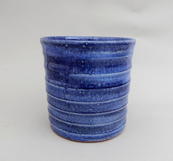 Blue Kitchen Utensil Holder Earthenware Pottery