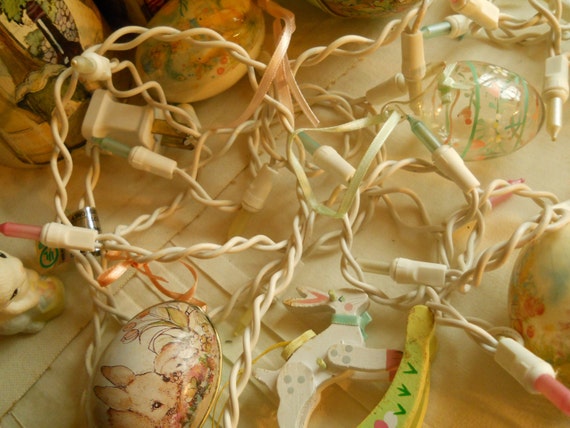 vintage string of easter lights pastel bulbs on white vintage string of easter lights pastel bulbs on white
