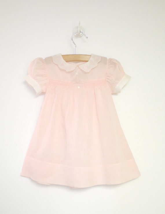 Vintage Baby Clothes 1940's Rosebud Pink and White Baby