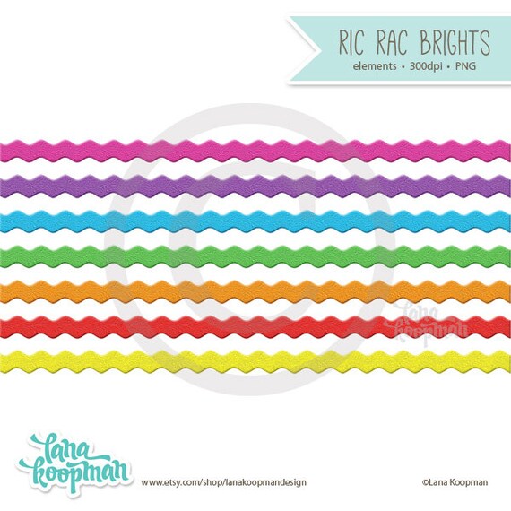 Digital Ric Rac, Digital Scrapbooking Ric Rac Clipart, Digital Borders Il_570xn
