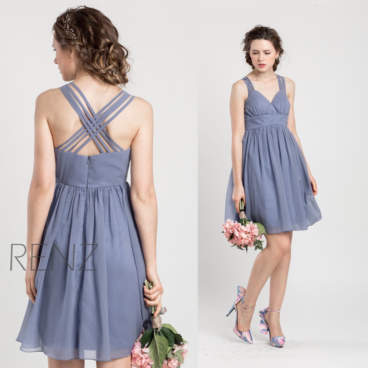 2019 Slate  Blue  Bridesmaid  dress  Blue  Grey Wedding  by RenzRags