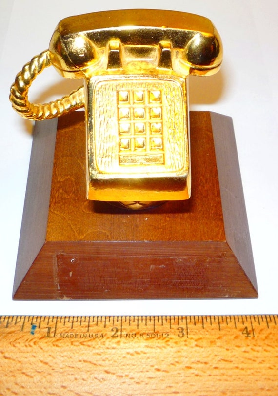 Vintage GoldFinish Metal PushButton Telephone Trophy or