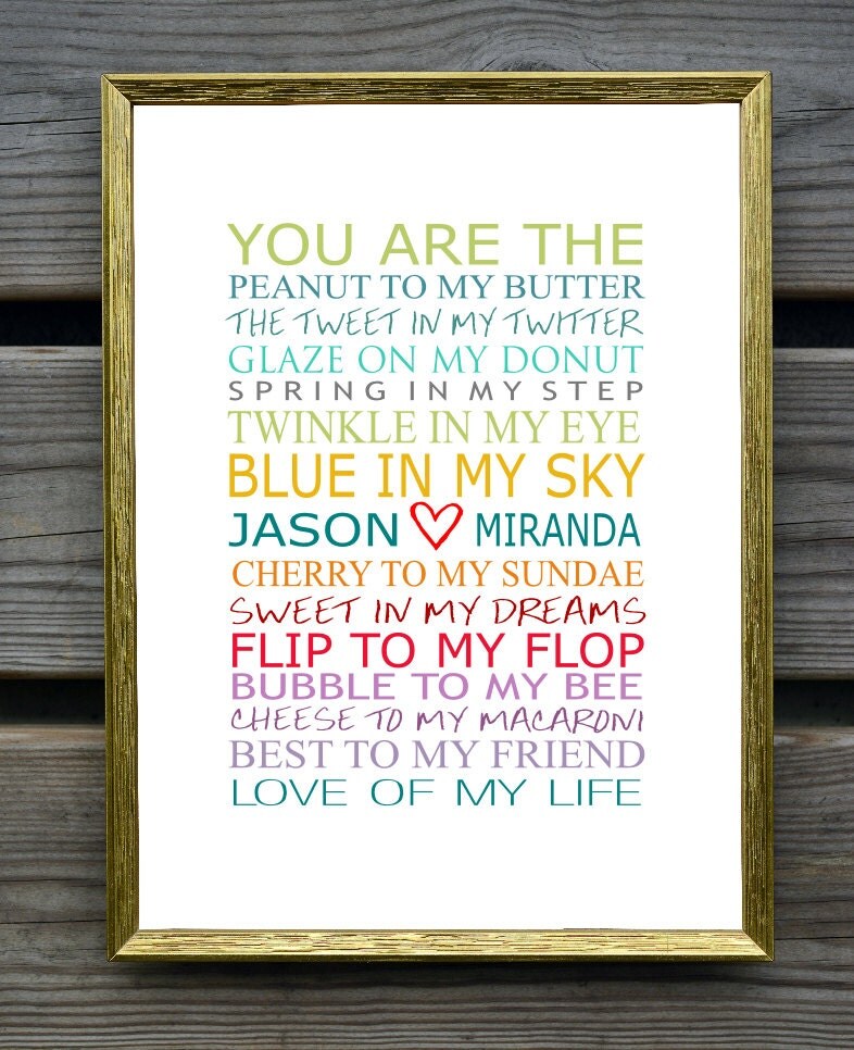 You are the peanut to my butter Personalized couples art