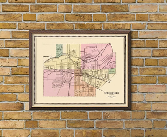 Vintage map of Springfield Ohio Print