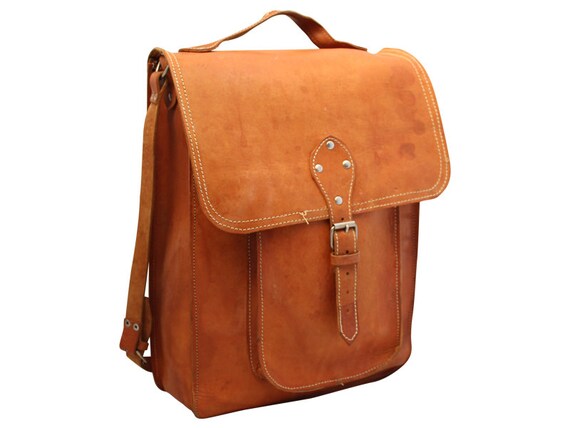 Vintage, Tan Brown Leather Satchel, Messenger, Bag