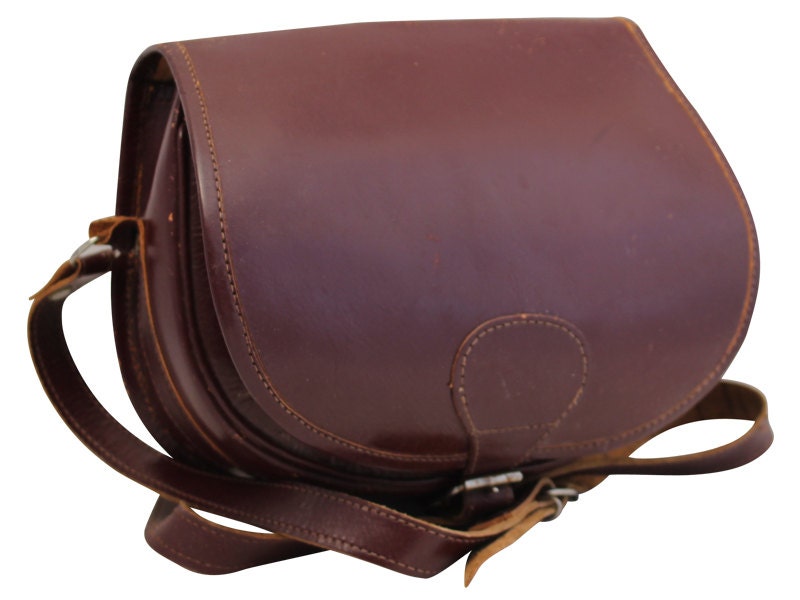 Vintage Brown Leather Saddle Bag Messenger Cross Body Bag