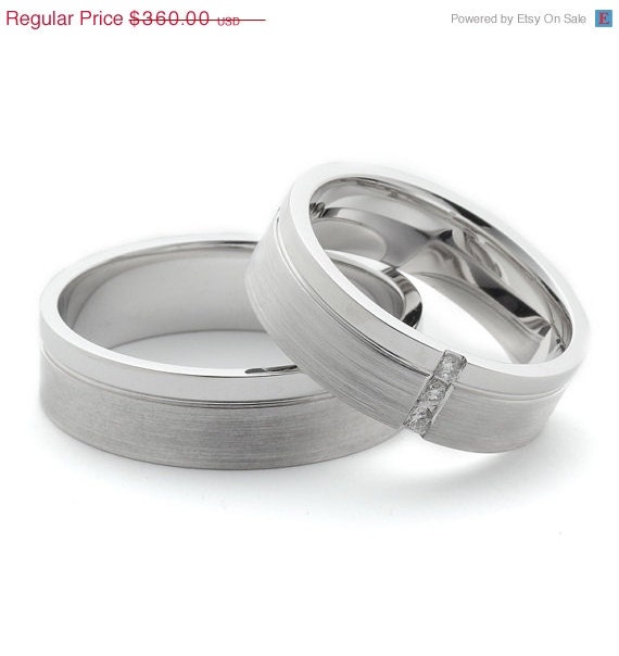 ON SALE Matching Wedding Ring Sets With Diamonds - Sterling Silver
