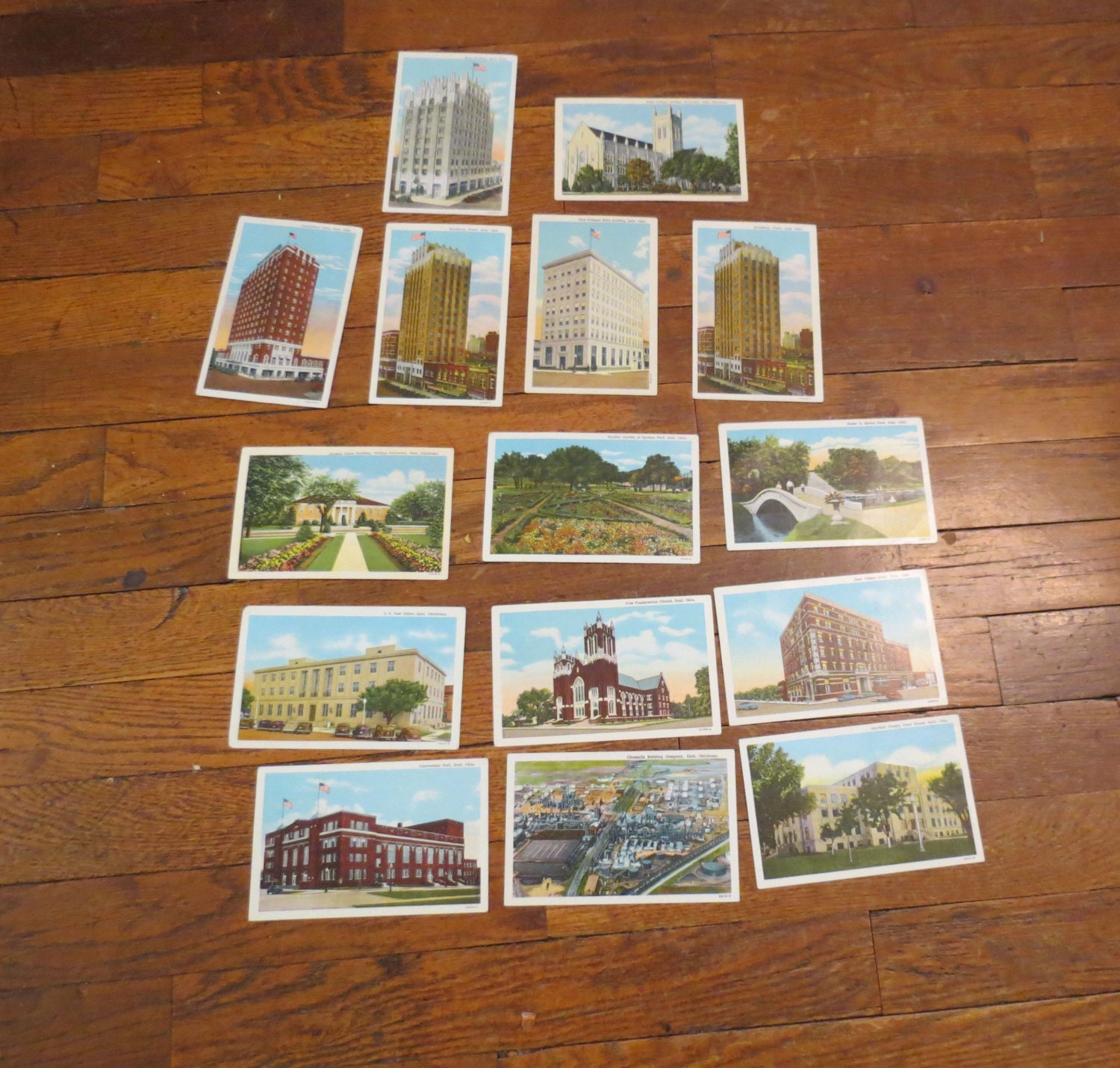 Vintage Lot Enid Oklahoma Postcards Unused by KansasKardsStudio