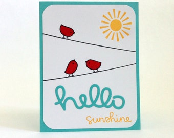 Hello Sunshine Card - Thinking of You Card - Hello Card - Long Distance Relationship Card - Just Because Card - Miss You Card - Cute Card