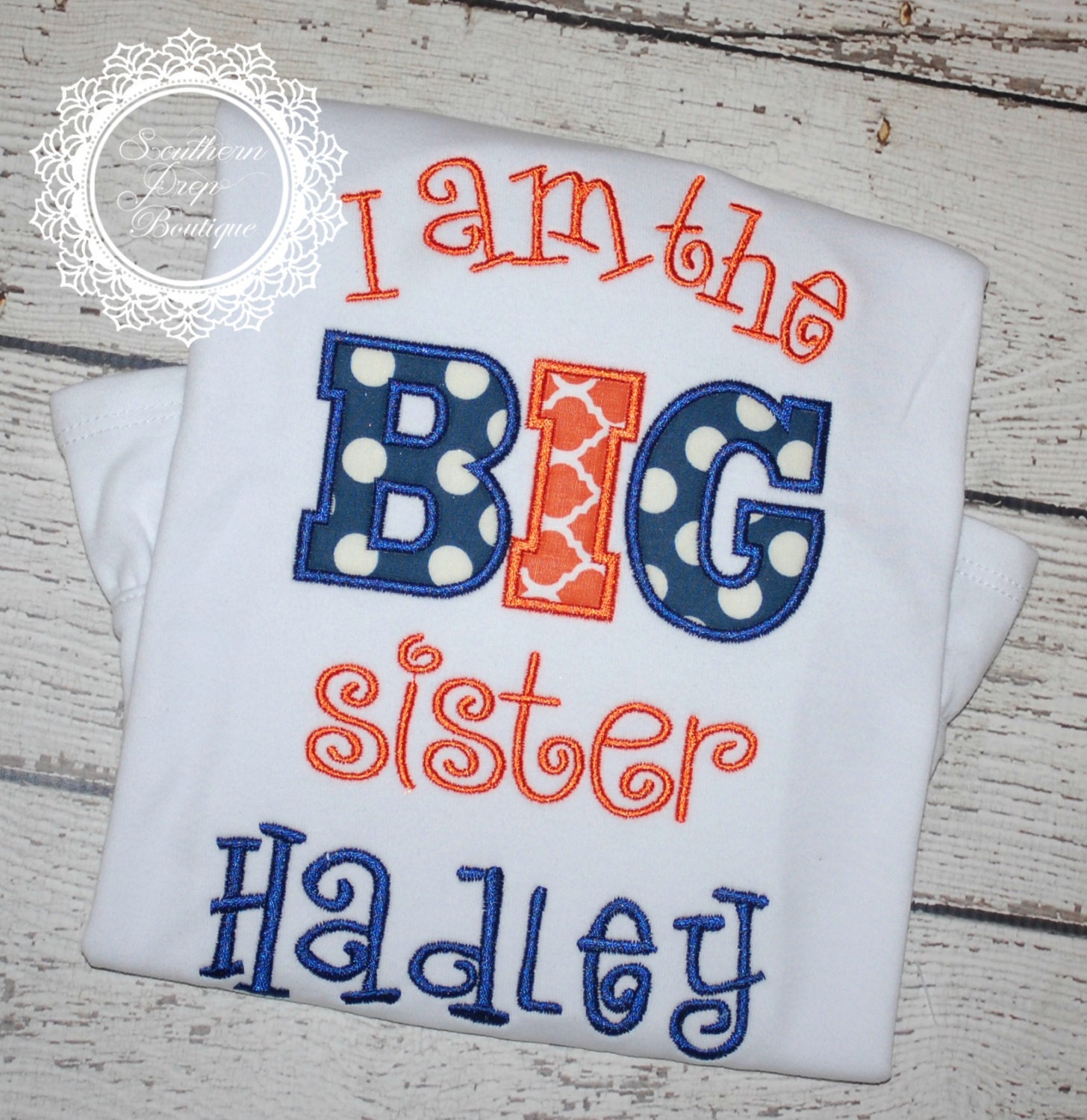 big sister applique shirt