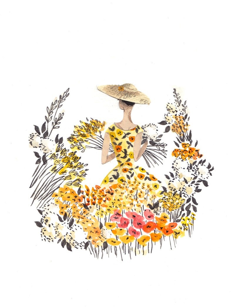 Yellow Flowers A4 Art Print by emmablock on Etsy