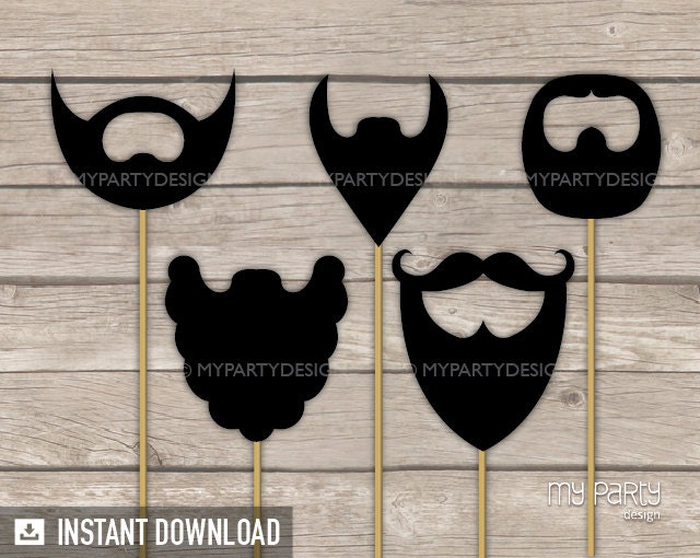 Photo Booth Props PRINTABLE Beards Props on a Stick