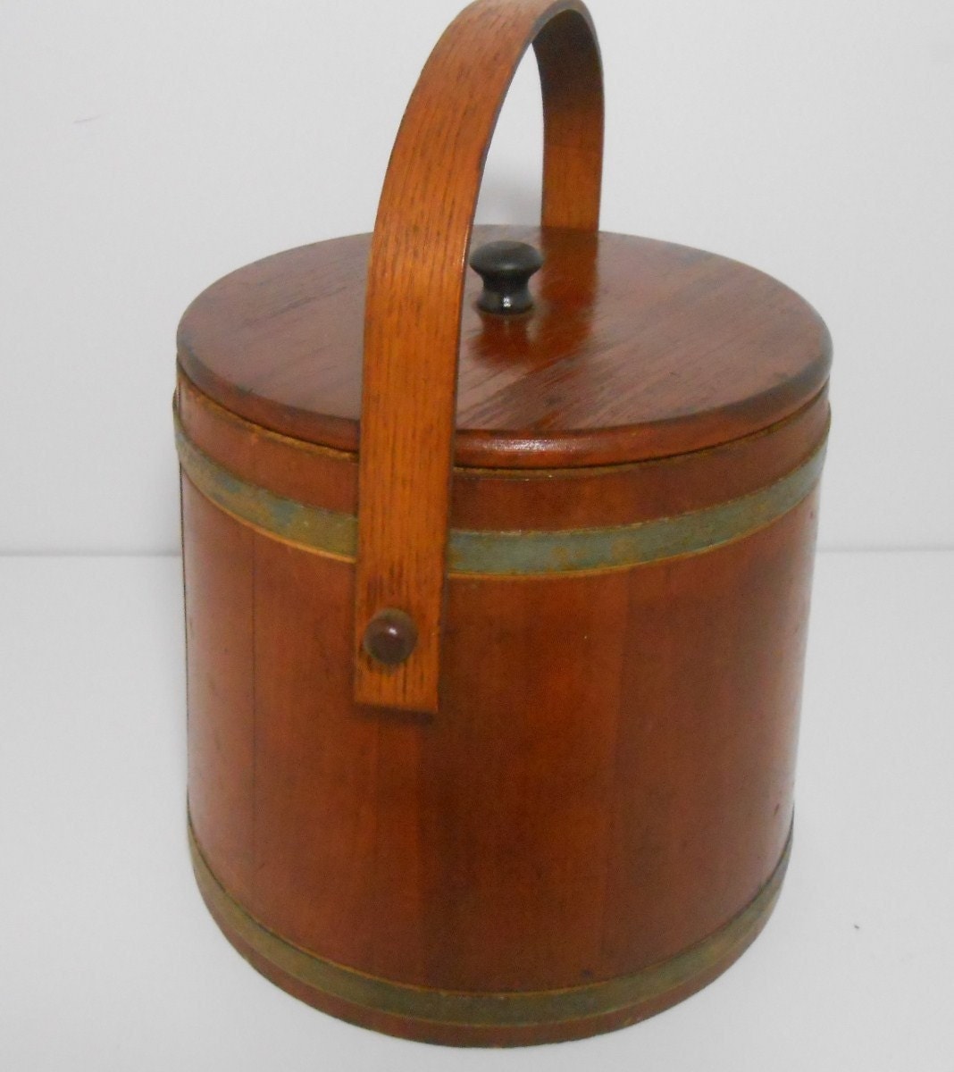 Wooden Sewing Bucket Firkin Vintage Wooden Bucket Storage Container