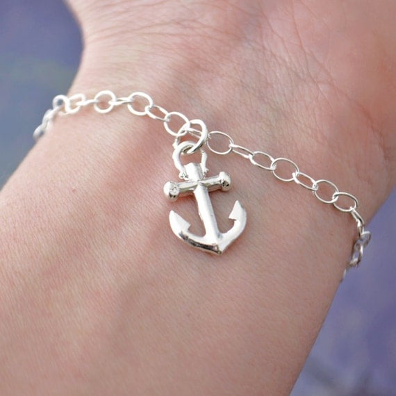 Anchor Bracelet Sterling Silver Anchor Charm Bracelet