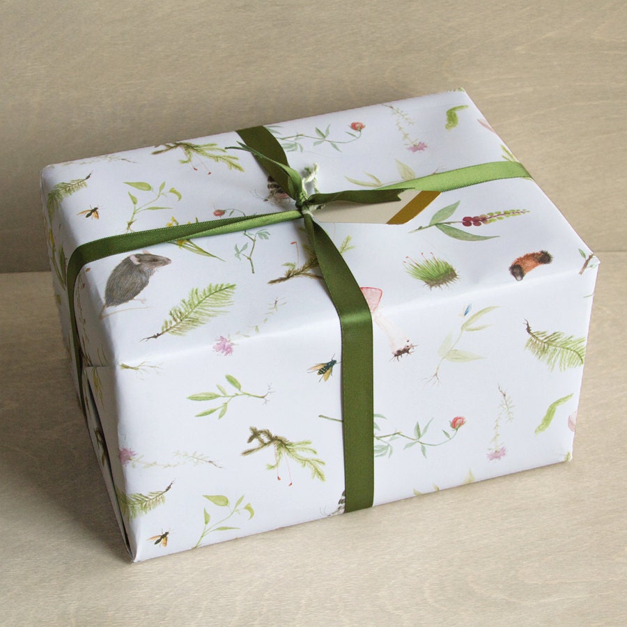 Botanical Wrapping Paper 3 Sheets In the Meadow by BurrowingHome