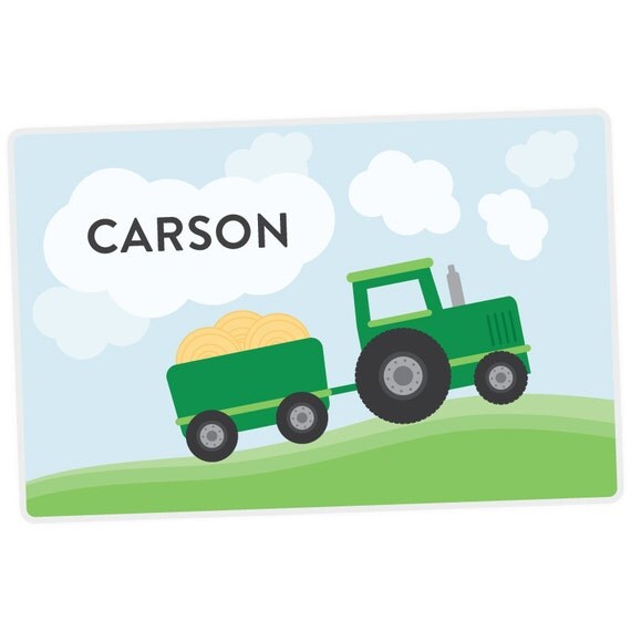 Tractor Placemat - Kids Personalized Placemat - Childrens Placemat - Set The Table - Activity Placemat - Laminated Place Mat Il_570xn