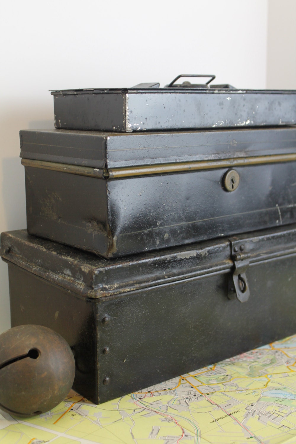 Stack Of Antique Metal Storage Boxes Old Industrial Boxes Urban