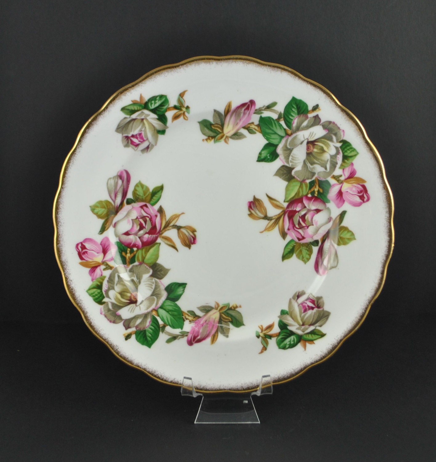 Vintage Rosina Queens Fine Bone China Luncheon Plate Pink