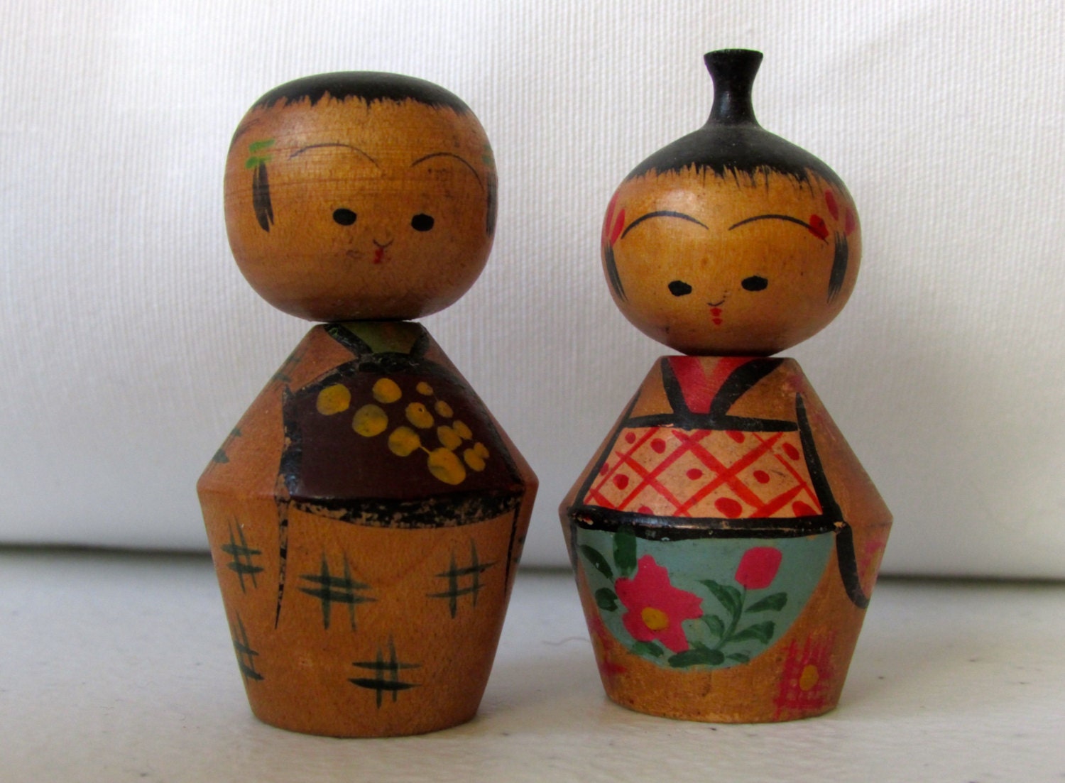 Vintage Japanese Kokeshi Bobble Head Dolls by CocosRoom on Etsy