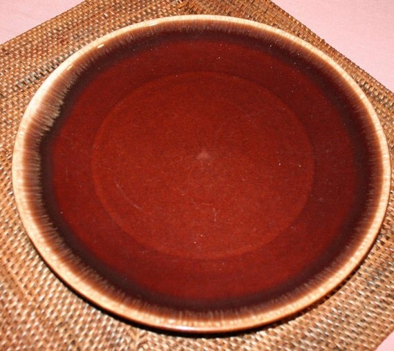 Hull Pottery Brown Drip Large Dinner Plate Oven Proof 1960s