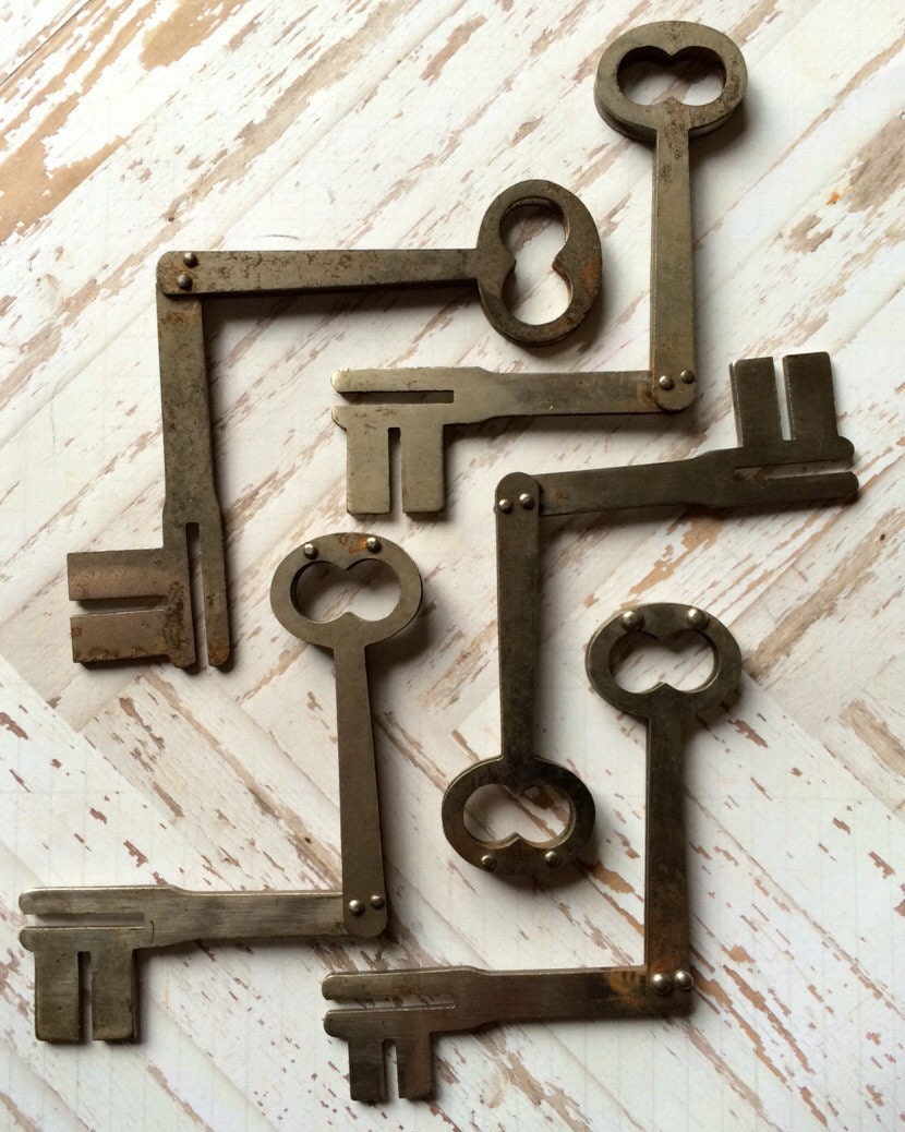 Real Vintage Antique Huge Folding Skeleton Key